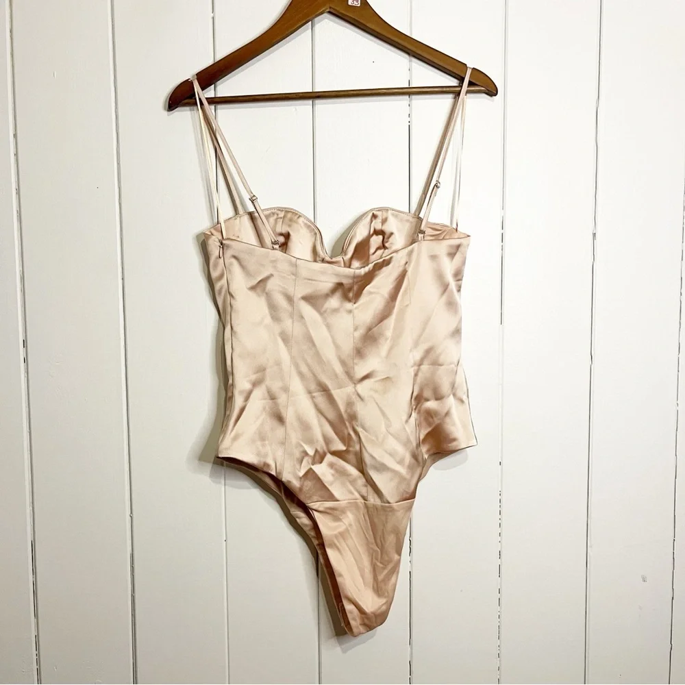 Zara Champagne Satin Effect Bustier Bodysuit. Size Large. NWT. - Picture 9 of 9